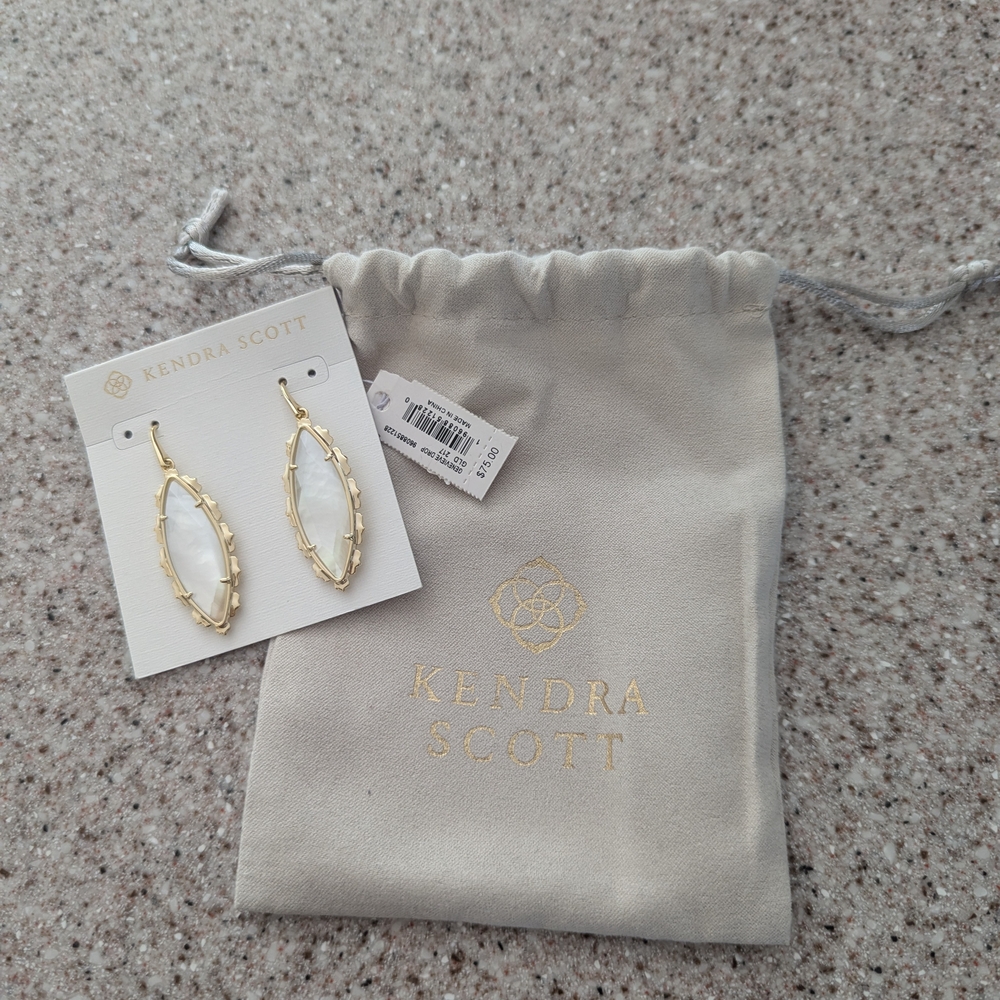 Kendra Scott Gold and White Earrings